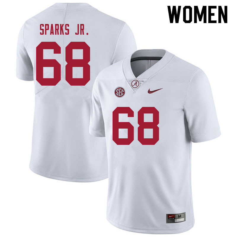Alabama Crimson Tide Women's Alajujuan Sparks Jr. #68 White NCAA Nike Authentic Stitched 2021 College Football Jersey IB16U27EP